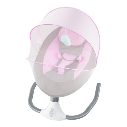 GMSLuu Baby Schaukelstuhl elektrische Steuerung Schaukelbett USB Musik schaukelnde elektrische Wippe mit Fernbedienung (pink) von GMSLuu
