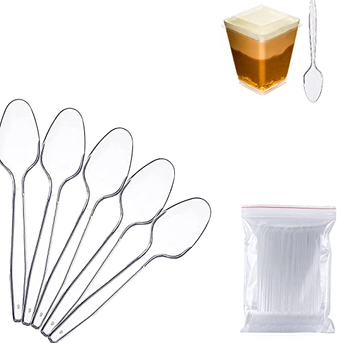 Mini Clear Plastic Spoons,100pcs Plastiklöffel,Dessertlöffel für Desserts,Strapazierfähige Dessertlöffel,Wiederverwendbaren Plastiklöffel für Party,Camping von GNAUMORE