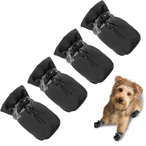 GNHG 4 Hundesocken Anti Rutsch,Hundeschuhe Pfotenschutz,Pfotenschutz Hund,Pfotenschutz Für Hunde,Hundeschuhe Wasserdicht,Hundesocken Anti Rutsch,(Schwarz) von GNHG