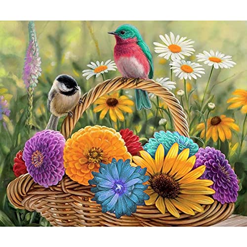 Kreuzstich-Kits für Anfänger Blume Tier Vogel bedrucktes Kreuzstich-Set DIY-Stickerei Nähen Handarbeit Stricken Festivals Paket Geschenk 14 Karat 30 x 40 cm gestempelt vollständige Auswahl an Sti von GOBBIS