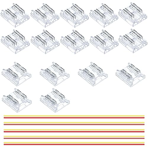 GOMING 10mm CCT COB LED Streifen Steckverbinder Set 4Pin 10 Stück Streifen zu Draht Transparente Lückenlose Steckverbinder 6 Streifen zu Streifen Steckverbinder 5 Stück 15cm Verlängerungsdrähte von GOMING