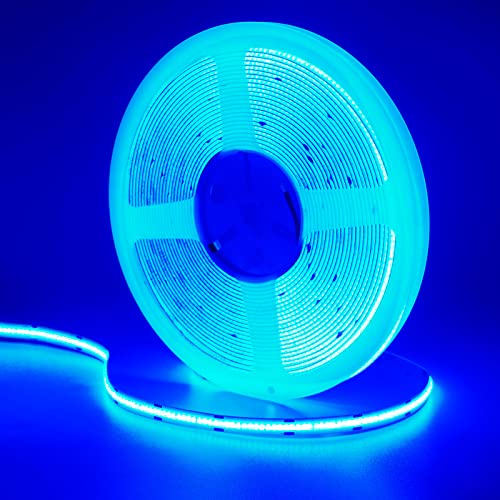 GOMING 24V 10M COB LED Strip Blau LED Streifen 384LED/M LED Band Selbstklebend Keine Lichtflecken Hohe Helligkeit Nicht Wasserdicht IP20 LED Lichtband für Innen Heim Küche Deko(Nur Strip) von GOMING