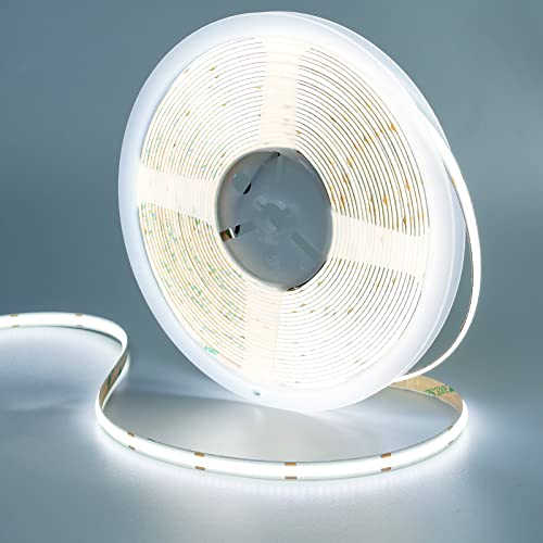 GOMING 24V 10M COB LED Streifen Kaltes Weiß 6000K LED Strip 312LED/M LED Band Selbstklebend CRI 93+ Hohe Helligkeit 6300lm Nicht Wasserdicht IP20 LED Lichtband für Innen Heim Küche Deko(Nur Strip) von GOMING