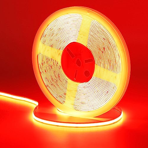 GOMING 24V 10M COB LED Strip Rot LED Streifen 384LED/M LED Band Selbstklebend Keine Lichtflecken Hohe Helligkeit Nicht Wasserdicht IP20 LED Lichtband für Innen Heim Deko(Nur Strip) von GOMING