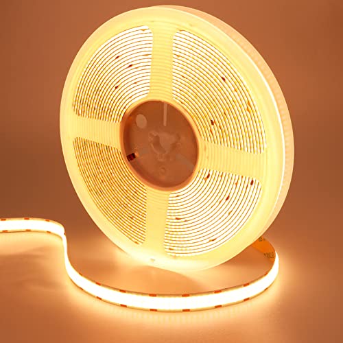 GOMING 24V 10M Doppelreihe COB LED Streifen Warmweiss 3000K LED Strip 600LED/M LED Band Selbstklebend CRI 93+ Hohe Helligkeit 20000lm Nicht Wasserdicht IP20 LED Lichtband für Heim Deko(Nur Strip) von GOMING