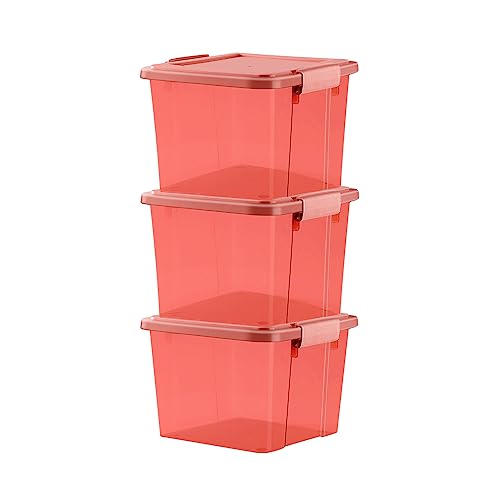 GONICVIN Kunststoff Aufbewahrungsboxen mit Deckel, 3 Stück 25L Stapelbarer Aufbewahrungsbehälter mit Griffen für Haus und Büro von GONICVIN