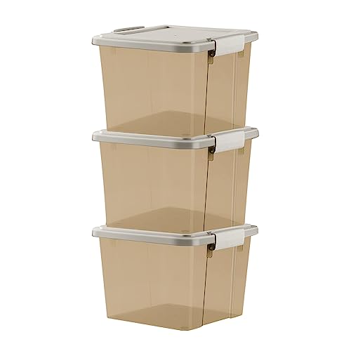 GONICVIN Kunststoff Aufbewahrungsboxen mit Deckel, 3 Stück 40L Stapelbarer Aufbewahrungsbehälter mit Griffen für Haus und Büro von GONICVIN