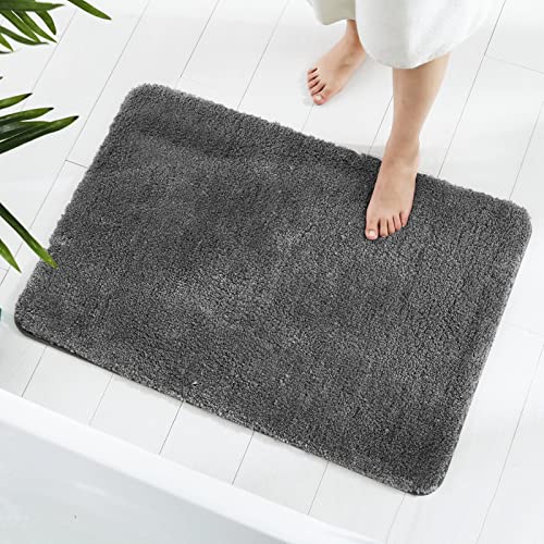 GONICVIN Teppich, 50 x 80 cm Flauschige Mikrofaser Waschbarer Badteppich Badematte, rutschfest Badezimmerteppich für Badezimmer, Wohnzimmer (Anthrazit) von GONICVIN