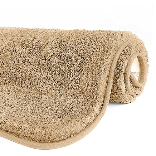 GONICVIN Teppich, 60 x 90 cm Flauschige Mikrofaser Waschbarer Badteppich Badematte, rutschfest Badezimmerteppich für Badezimmer, Wohnzimmer (Beige) von GONICVIN