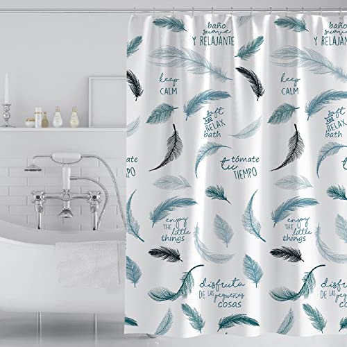 GONOVE Duschvorhang für Badezimmer 280 x 200 cm Schimmelresistent Dicke Polyester Stoff Federn Duschvorhang Liner Wasserdichter Langer Badevorhang mit Haken, waschbar und gewogen Saum von GONOVE