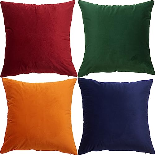 GONOVE Kissenbezüge 40x40cm Weicher Samt Bunte Plain Kissenbezug 4er Set Dekorative Kissenhülle Zierkissenbezüge Kissen für Sofa Couch Zuhause Wohnzimmer, Rot Orange Serie von GONOVE