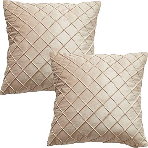 GONOVE Kissenbezug 50 x 50 cm Weicher Samt Zierkissenbezüge 2er Set Quadratische Dekokissenbezüge Kissenhüllen Dekorative Gitter Raute Kissenbezüge Beschützer für Zuhause Couch Sofa von GONOVE