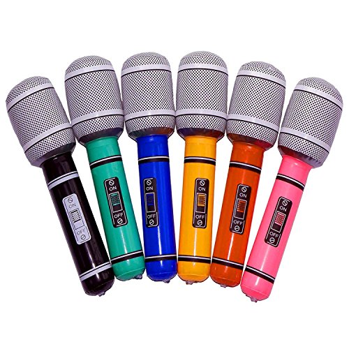 GOODS+GADGETS 6X Aufblasbares Mikrofon Party Microphone Karneval 33cm Mikro aufblasbar von GOODS+GADGETS