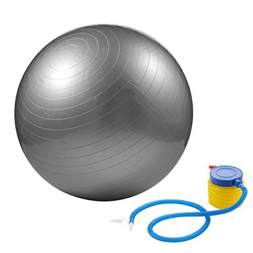 GOODS+GADGETS Gymnastikball 50 cm inklusive Pumpe Sitzball für Fitness Yoga Pilates grau-Silber von GOODS+GADGETS