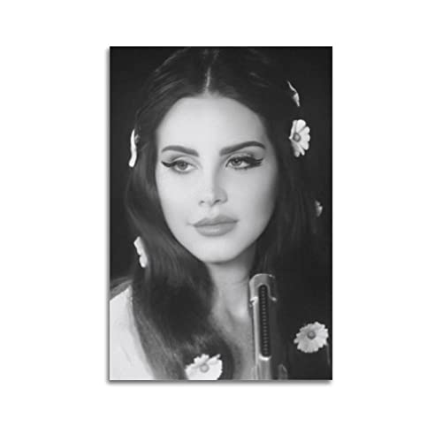 Lana Del Rey Black And White 4k Hd Art Pos Poster Dekorative Malerei Leinwand Wandkunst Wohnzimmer Poster Schlafzimmer Malerei,Wandkunst Bilddruck Moderne Familienzimmer Dekor 12x18inch(30x45cm) von GOSER