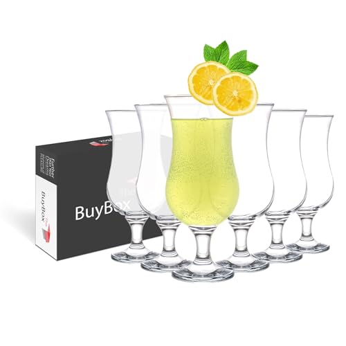 Cocktailgläser Set mit 6 Gläser, 460 ml/15,5 oz. Pina Colada Gläser, Longdrinkgläser für Milchshake, Mojito, Margarita, Sangria, Eiskaffee Gläser, Aperol Spritz Gläser mit Stiel von GOSOYO