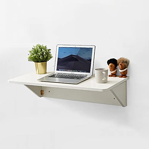 GOUDANING ll-montierter Tischschreibtisch, ll-montierter schwebender Klappschreibtisch, Laptop-Computertisch aus massivem Holz, platzsparender Hängetisch von GOUDANING
