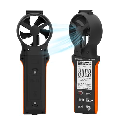 Handheld Anethermometer Digitale Tragbarer Hand Anemometer HVAC Windgeschwindigkeitsmesser Tester. Messen Sie die Windgeschwindigkeit m/s, km/h, mph, Knotentemperatur ℃/℉ von GOYERRNES