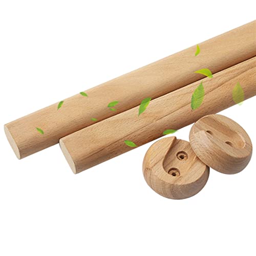 Kit ovale Kleiderschrankstange | Kleiderstange 1 Stück - Hölzern Schrank-Stange Schrankrohr | Länge 400-1200 mm | Stange für Garderobe und Nische (Color : Wood Color, Size : 40cm/15.7Inch) von GQQGSHOP