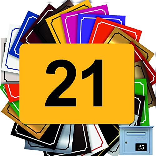 Selbstklebende Briefkastennummer - Hausnummer aus PVC - Gravierte Plakette zum Anpassen - GROß 10 x 7 cm (Jaune - Gelb) von GRAVURE CONCEPT