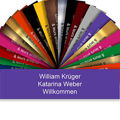 Selbstklebendes Briefkastenschild aus PVC - Gravierte Platte zum Anpassen 10 x 2,5 cm - 21 Farben erhältlich (Violett) von GRAVURE CONCEPT