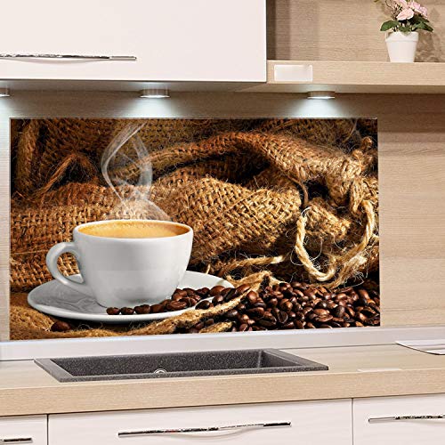 GRAZDesign Küchenrückwand Spritzschutz Küche Glas | Kaffee Tasse braun | für Herd und Spüle, Rückwand Küche, Glasplatte mit Motiv Küchenbilder ESG-Glas, 100x60cm von GRAZDesign