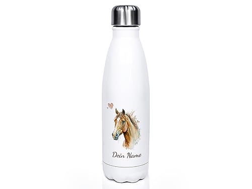 GRAZDesign Kinder Trinkflasche Pferd mit Namen personalisiert, für Pferde Mädchen Wasserflasche Edelstahl 500ml von GRAZDesign