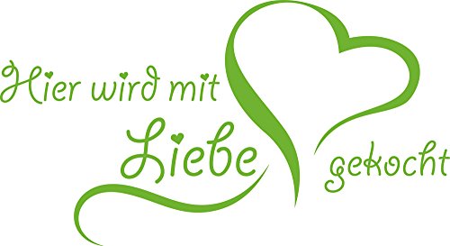 GRAZDesign Wandtattoo Hier wird mit Liebe gekocht Küche | Küchenaufkleber selbstklebend - 55x30cm / 063 lindgrün von GRAZDesign