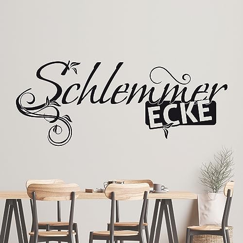 GRAZDesign Wandtattoo Küche Spruch Schlemmerecke | Küchenaufkleber selbstklebend - 99x40cm / 073 dunkelgrau von GRAZDesign
