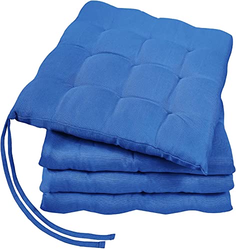 GREEN MARK Textilien Basic 4er-Set Sitzkissen Stuhlkissen für Außen oder Innen 40x40cm weich gefüllt, Royal blau von GREEN MARK Textilien
