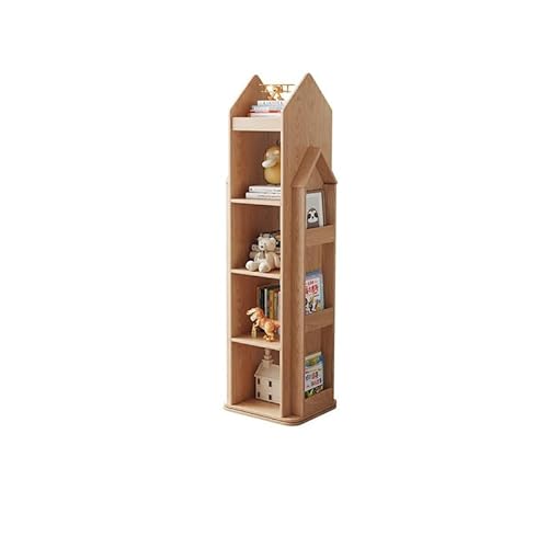 GRFIT Bücherregal Bücherregal, bodenstehend, einfaches Massivholz-Bücherregal, mobiles drehbares 360-Grad-Kleinlagerregal Bücherregal (Color : B) von GRFIT
