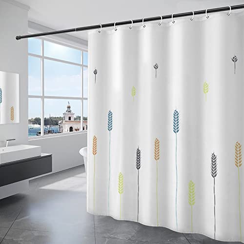 GRICOL Duschvorhang Wasserdicht 180 x 200 cm Badvorhang aus Polyester Stoff Waschbar Bad Vorhang mit 12 Ringe für Dusche und Badewanne Weiß von GRICOL