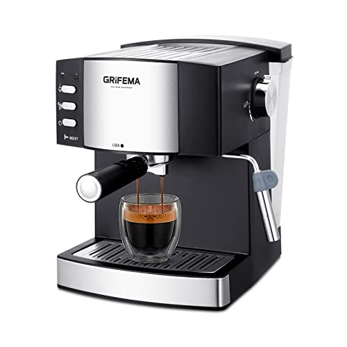 GRIFEMA GC3002 Kaffeevollautomat mit Latte go Milchsystem für Cappuccino, Coffee Machine mit Mahlwerk, 2-Tassen-Funktion, 1,6 Liter Wassertank, Schwarz von GRIFEMA