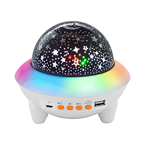 GRIFEMA GD1002-1, Sternenhimmel Projektor Bluetooth-Audio, Sternlichtprojektor LED Drehen, Ferngesteuertes Nachtlicht mit Mehrere Lichtmodi, Sternenprojektor für Kinder Baby, Weiß von GRIFEMA