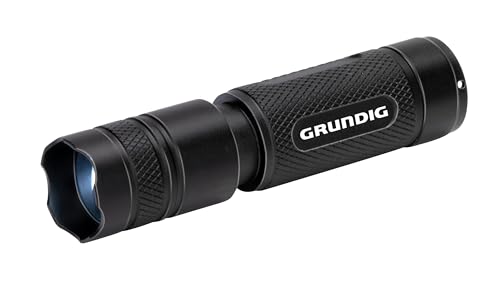 Grundig LED Taschenlampe 400 Lumen - 10W - 200M Reichweite - 3 Leuchtmodi: Hoch, Niedrig, Pulsierend - Schwarz/Orange von GRUNDIG