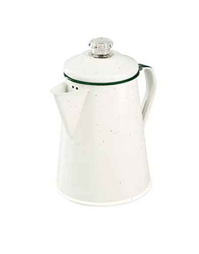 GSI Outdoors 8354 Emaille-Perkolator für 8 Tassen Kaffee zu Hause oder auf dem Campingplatz, Emaillierter Stahl, cremefarben von GSI Outdoors