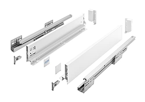 GTV Schubladenschienen AXIS PRO I Schubladenauszüge mit Vollauszug I Weiß I Belastbarkeit bis 40 kg I Push to Open Systeme I den Freien Zugang I Breite: 400 mm I Höhe: 86 mm von GTV