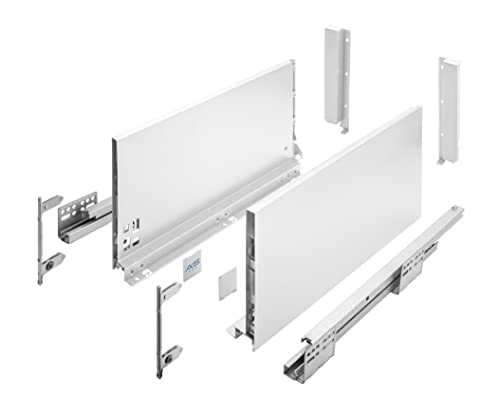 GTV Schubladenschienen AXIS PRO I Schubladenauszüge mit Vollauszug I Weiß I Belastbarkeit bis 40 kg I Push to Open Systeme I den Freien Zugang I Breite: 450 mm I Höhe: 200 mm von GTV