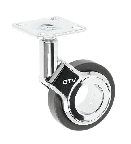 GTV - Möbelrollen GIRA | Lenkrollen | Rollen für Möbel | ohne Bremse | Durchmesser 60 mm | aus Kunststoff und Stahl | Schwarz + chrom von GTV
