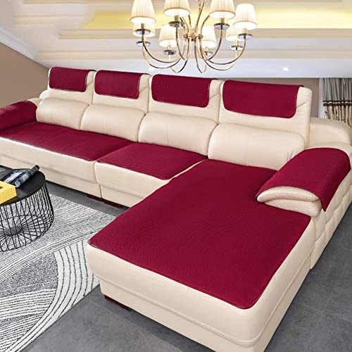 GTYUNZP Sofa Abdeckung Für Ledercouch, Super rutschfeste Sofa Dämpfung Couch überwurf Für Haustiere, Sofa Möbel Protector Separat Erhältlich (Color : Rot, Size : 50X50cm) von GTYUNZP