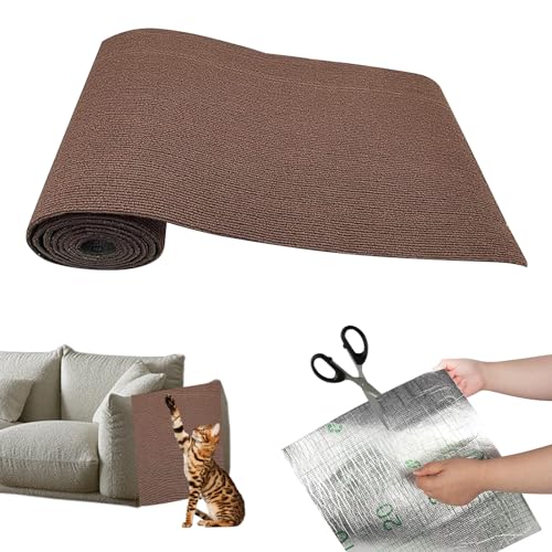 Kratzmatte Katze Wand,Selbstklebend Kratzschutz Katze,Kratzteppich Katzen,Kratzbrett Katzen Sofa,Kratzbretter Katze Wand,Kratzwand Katzenkratzbretter für Schützt Teppiche (braun, 40x300cm) von GUAHKUN