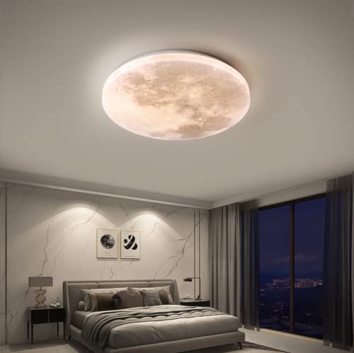 Simulation Mond Kronleuchter LED Moon Deckenleuchte Ultradünne runde Deckenleuchte Eingangsdeckenleuchte Wandbeleuchtung Wandleuchte für Schlafzimmer, Wohnzimmer, Jungen-Mädchen-Schlafzimmer von GUANSHAN