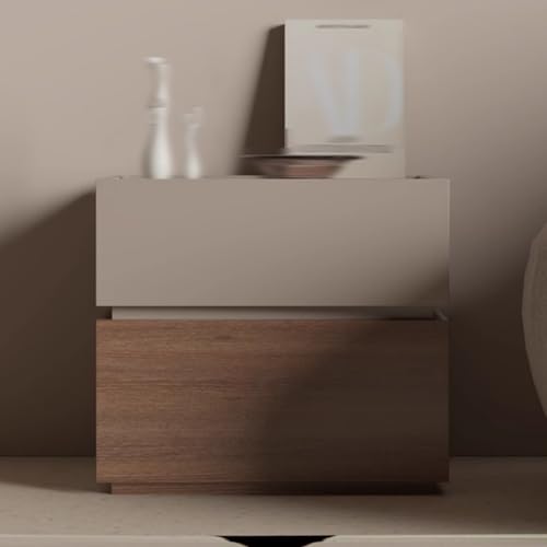 Moderner und Einfacher Nachttisch mit 2 Schubladen, Frei überlappung Nachtkommode, Nachtschrank im Zweifarbigen Design, Verwendung for Wohnzimmer und Schlafzimmer ( Color : Khaki+gray , Size : 50cm/19 von GUAWJRZDP