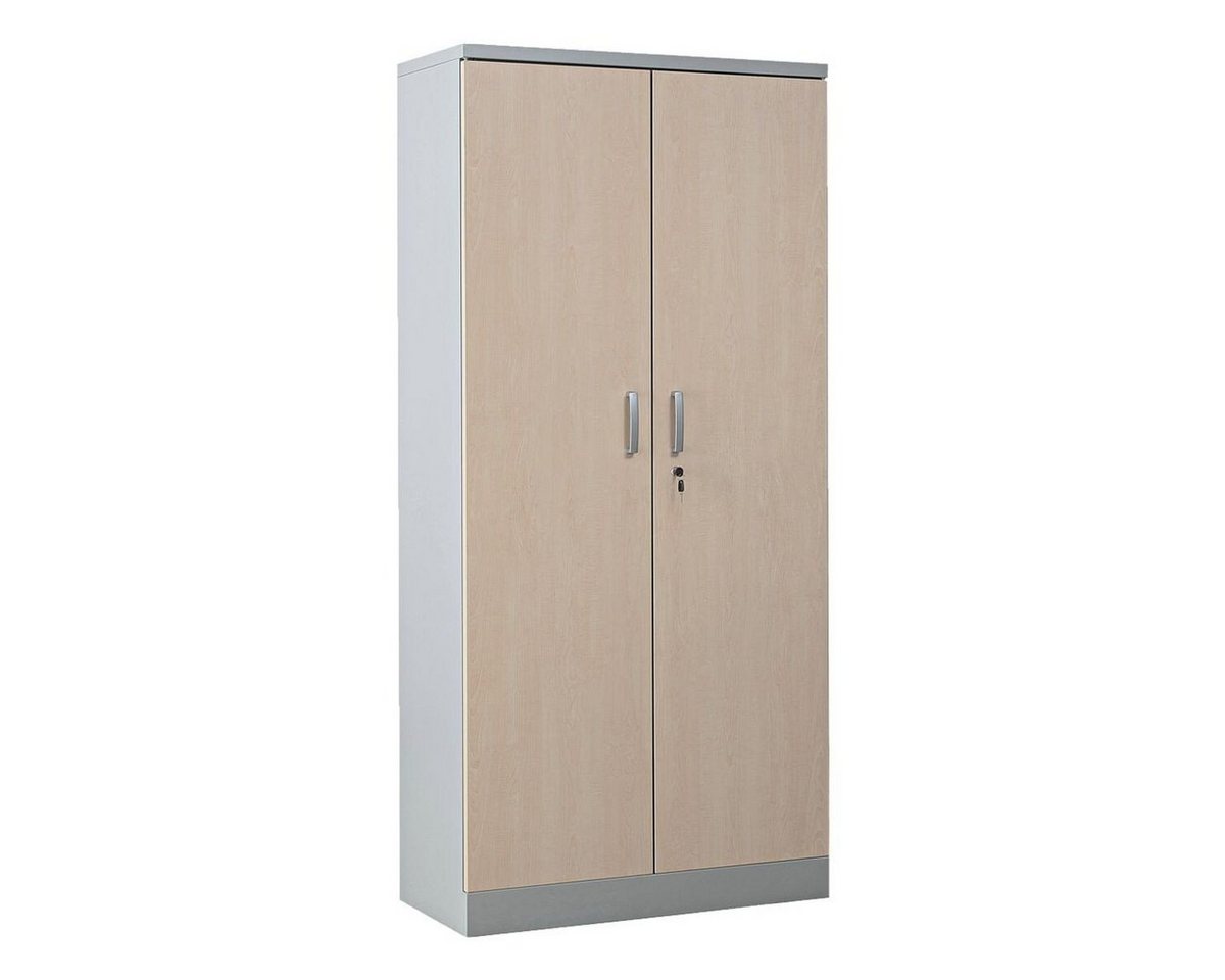 GUERKAN Aktenschrank 5 OH, Stahlschrank, Türen in Holzoptik / grauer Korpus, 92x195 cm von GUERKAN