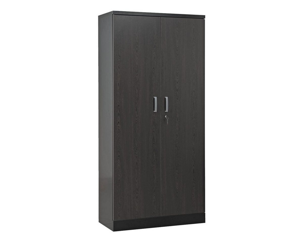 GUERKAN Aktenschrank 5 OH, Stahlschrank, Türen in Holzoptik / schwarzer Korpus, 92x195 cm von GUERKAN