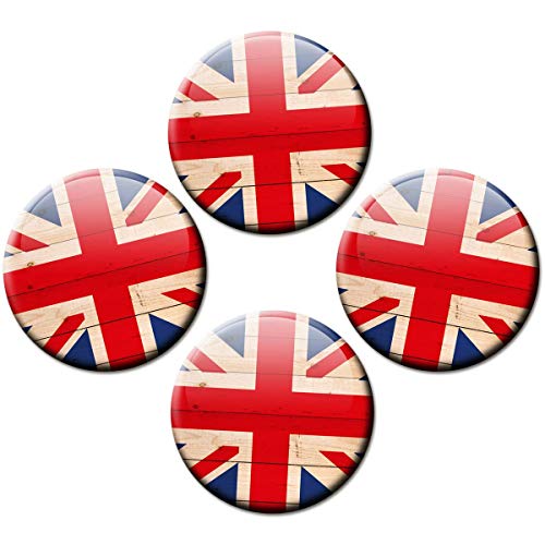 Magnete Länder Flagge UK für Glasmagnettafel 4er Geschenk Set Vintage Fahne Union Jack extra stark groß Ø 50 mm von GUMA Magneticum