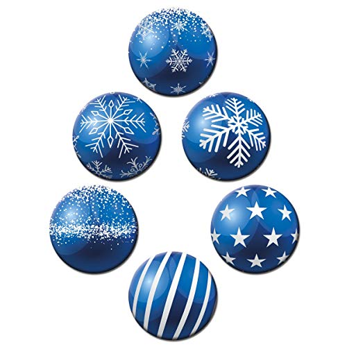 Magnete Weihnachtskugel Blau Kugeloptik 6er Weihnachten Deko Geschenk Set Kühlschrankmagnete Weihnachtsdeko stark groß 50mm rund von GUMA Magneticum