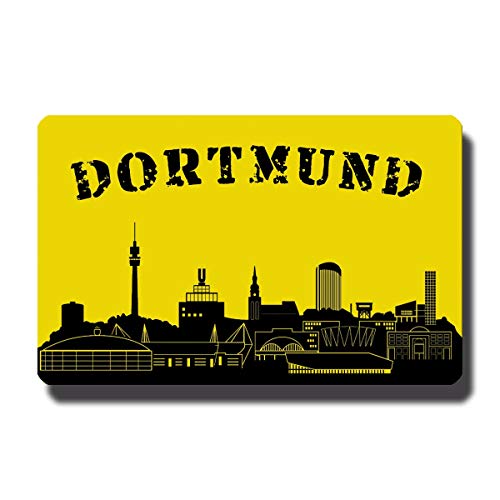 Metall Kühlschrankmagnet Dortmund mit Spruch Stadt Skyline Motiv Deko Magnet Sprüche Geschenk lustig für Fußballer Kühlschrank Magnettafel Schwarz Gelb von GUMA Magneticum