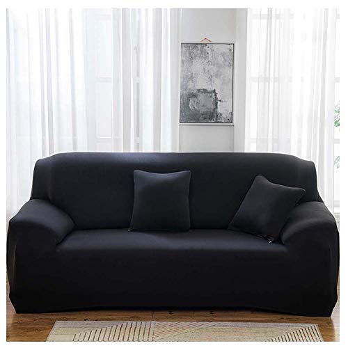 Elastischer Sofabezug Sofahusse 1 2 3 4 Sitzer Sofa Überwurf Stretch Sofabezüge Couch Bezug Sofa Abdeckung Muster Hussen Verschiedene Größe Und Farbe,Schwarz,2 sitzer von GUOCU