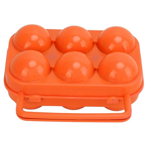 Tragbare Eier-Aufbewahrungsbox, ABS-Eierbox mit 6 Gittern für die Eieraufbewahrung im Innen- und Außenbereich (Orange) von GUODCSA
